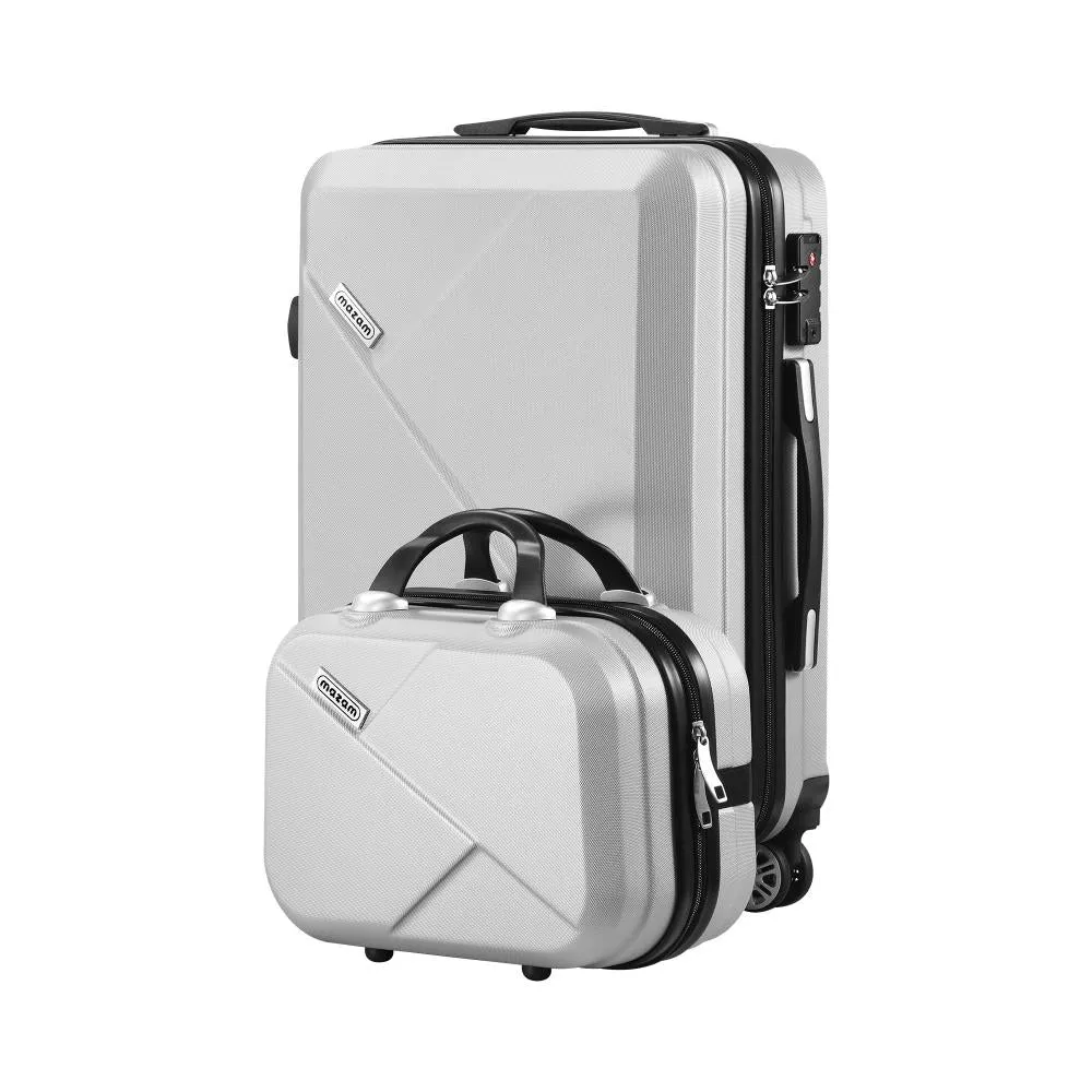 Mazam 2PCS Luggage Set TSA Lock Hard Case Silver