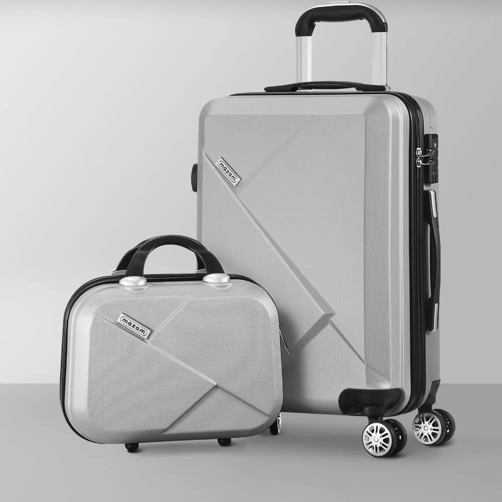 Mazam 2PCS Luggage Set TSA Lock Hard Case Silver