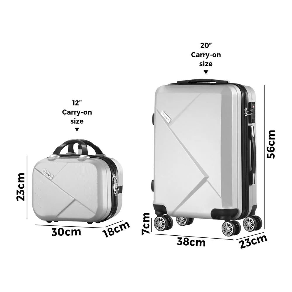 Mazam 2PCS Luggage Set TSA Lock Hard Case Silver