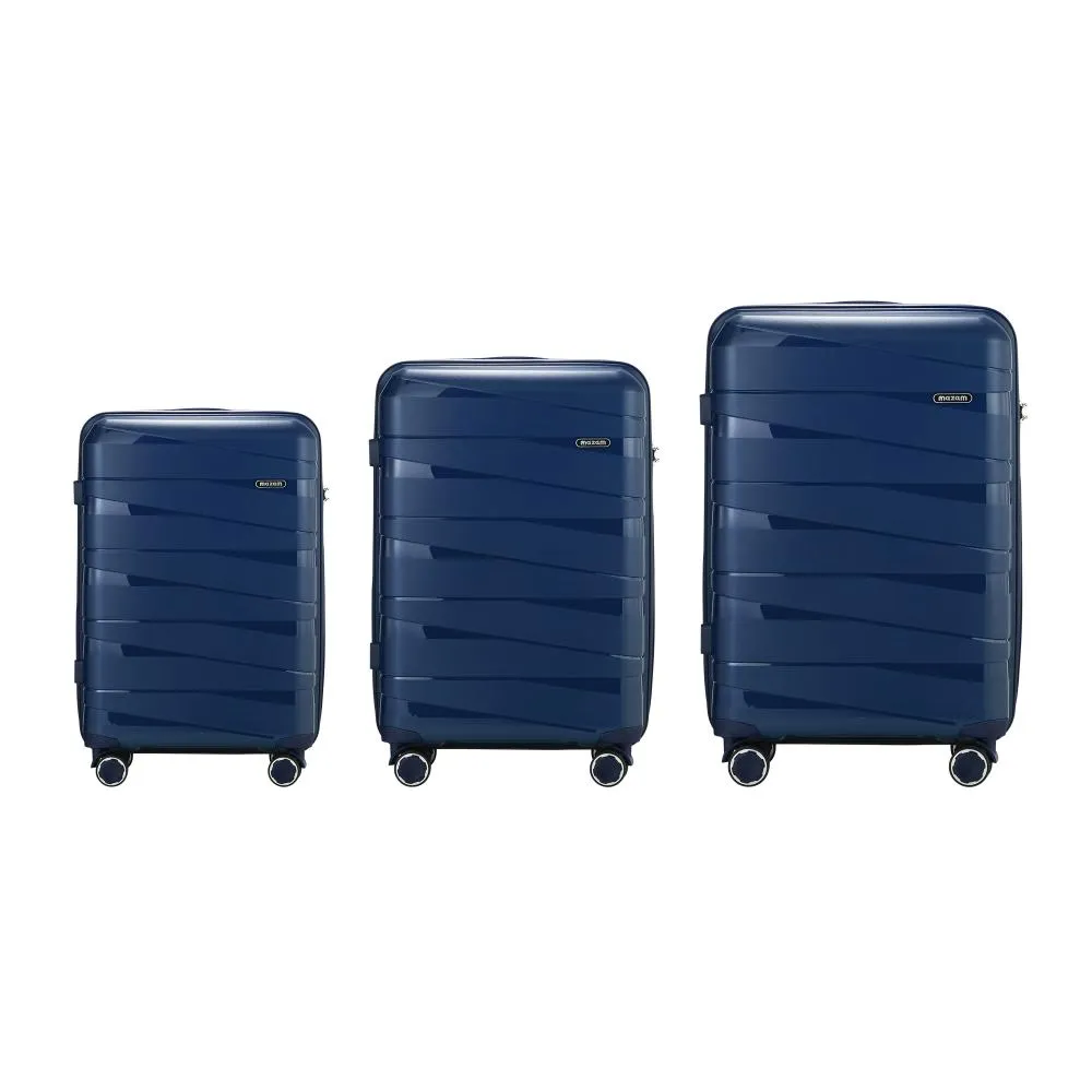 Mazam 3PCS Luggage Set Travel TSA Lock PP Case Navy