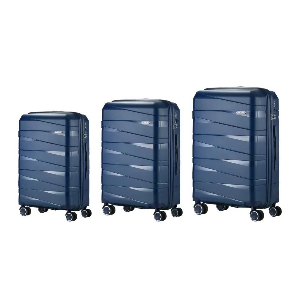 Mazam 3PCS Luggage Set Travel TSA Lock PP Case Navy