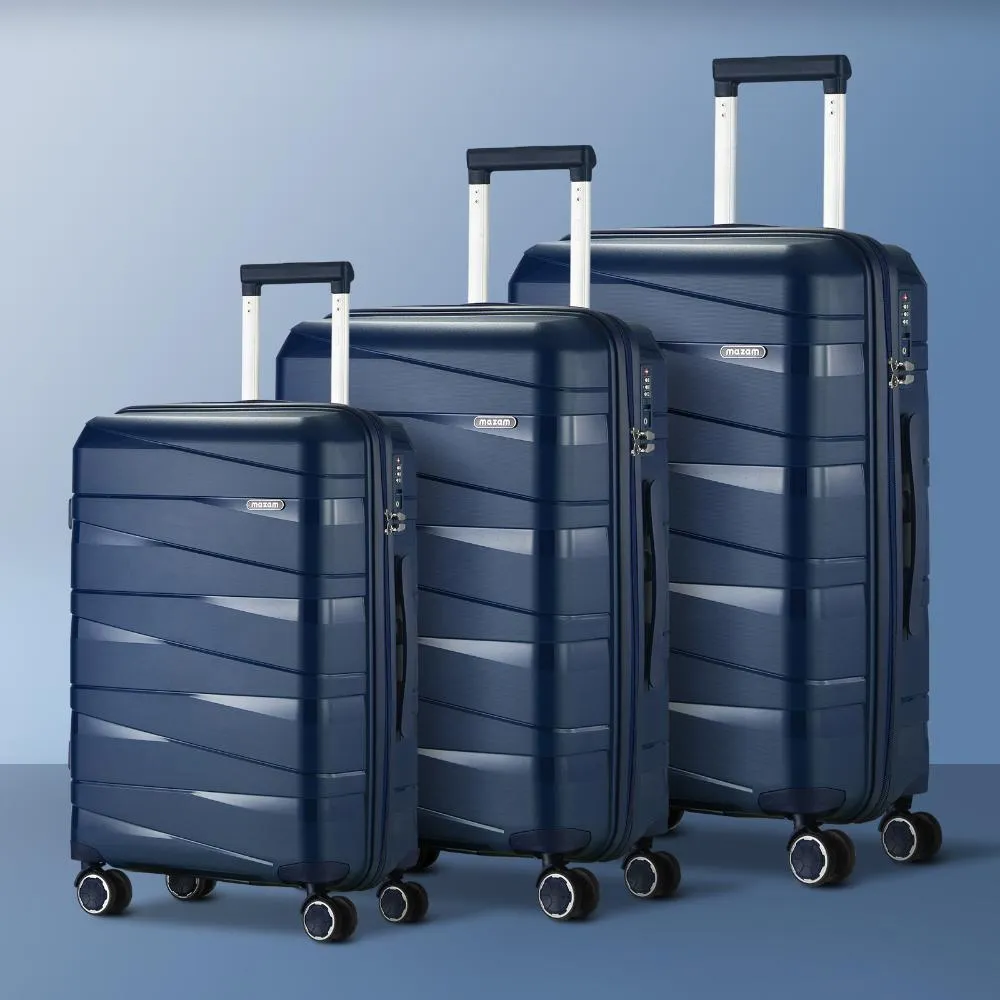 Mazam 3PCS Luggage Set Travel TSA Lock PP Case Navy