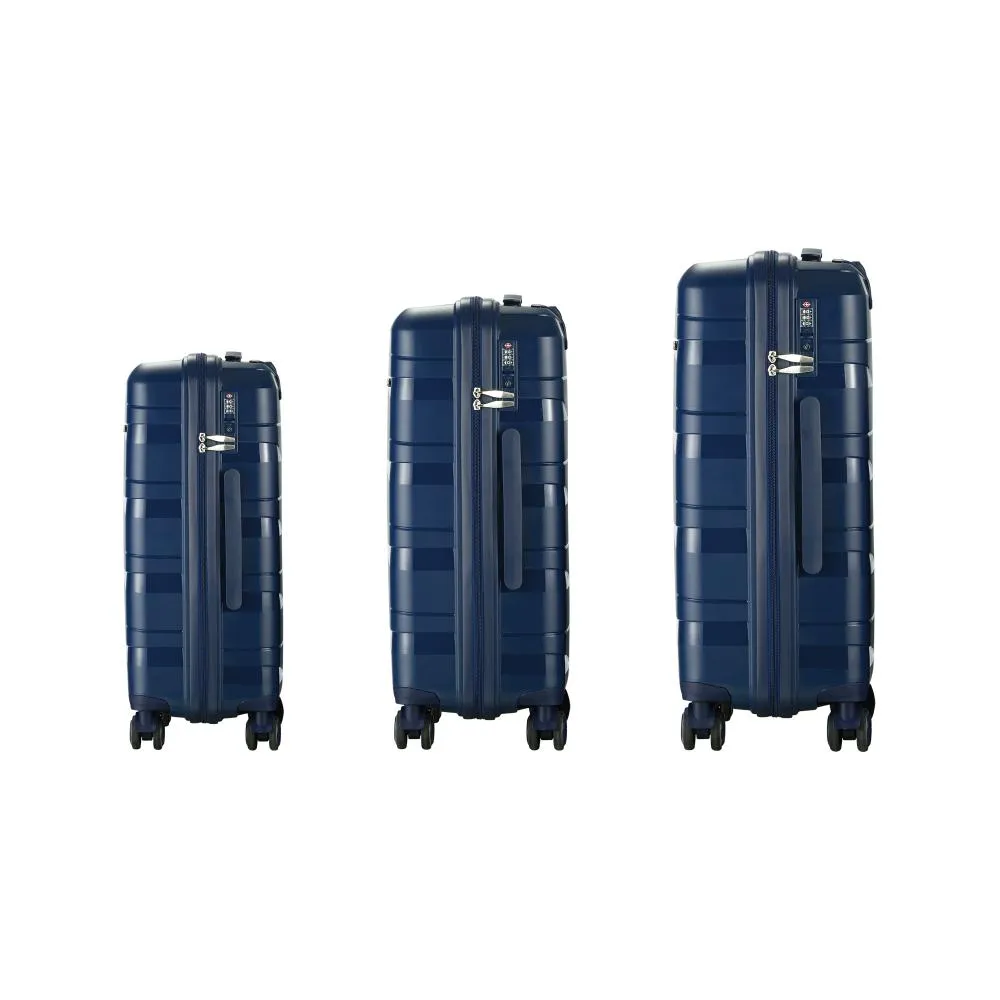 Mazam 3PCS Luggage Set Travel TSA Lock PP Case Navy