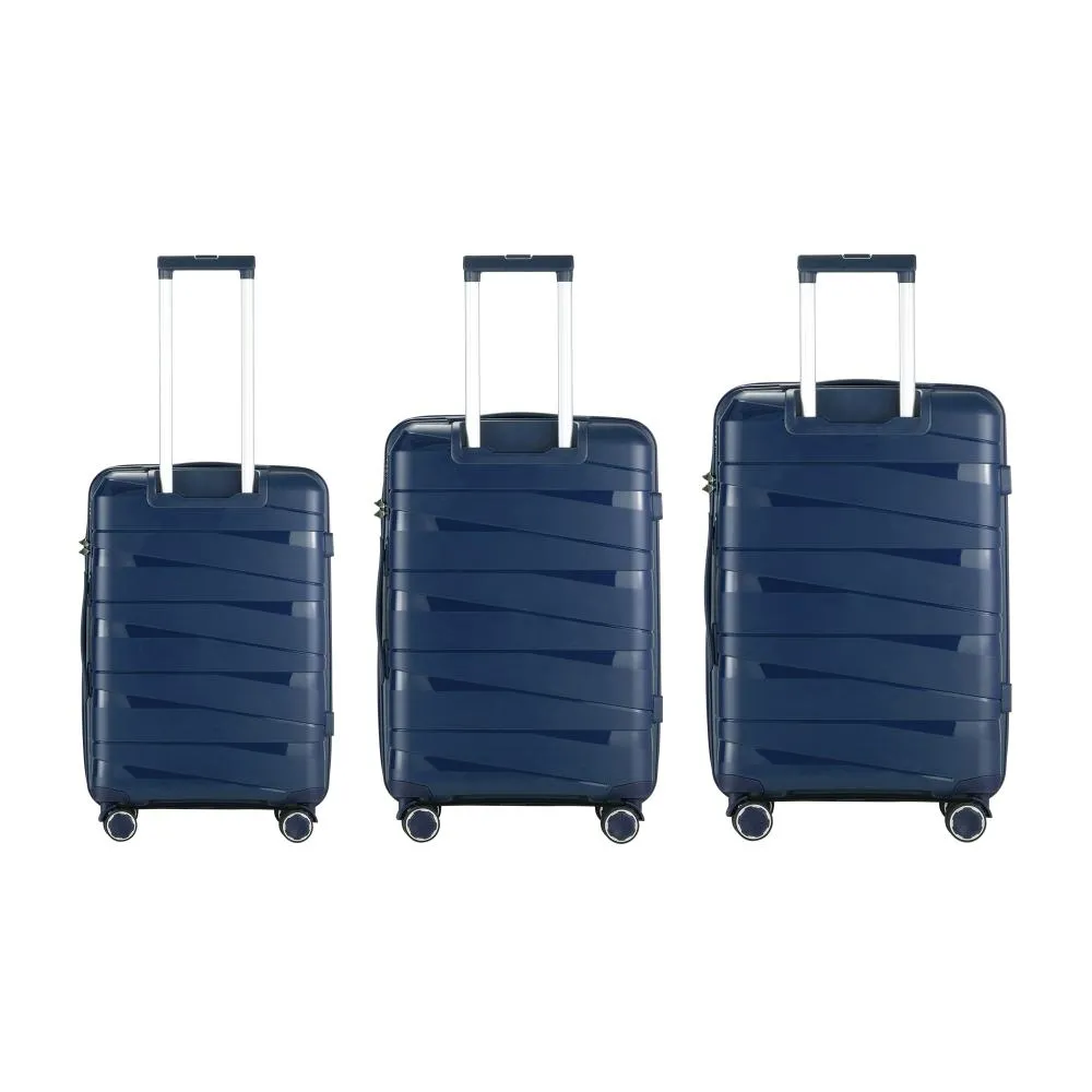 Mazam 3PCS Luggage Set Travel TSA Lock PP Case Navy