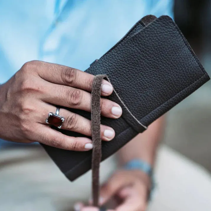 Mens Dark Brown Leather Card Holder Wallet