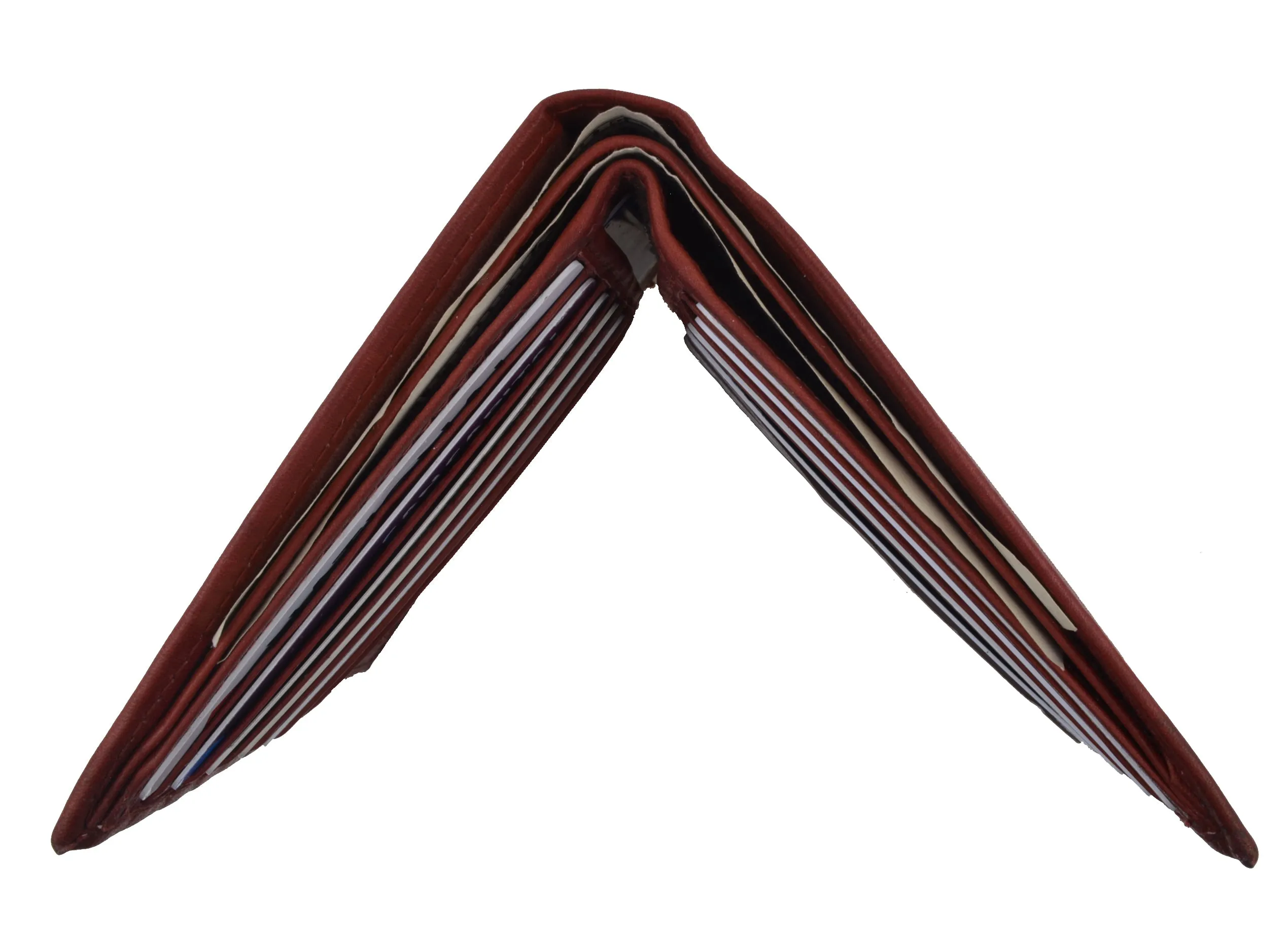 Mens Leather Large Hipster Bifold Credit Card Id Wallet Euro Burgundy RFID