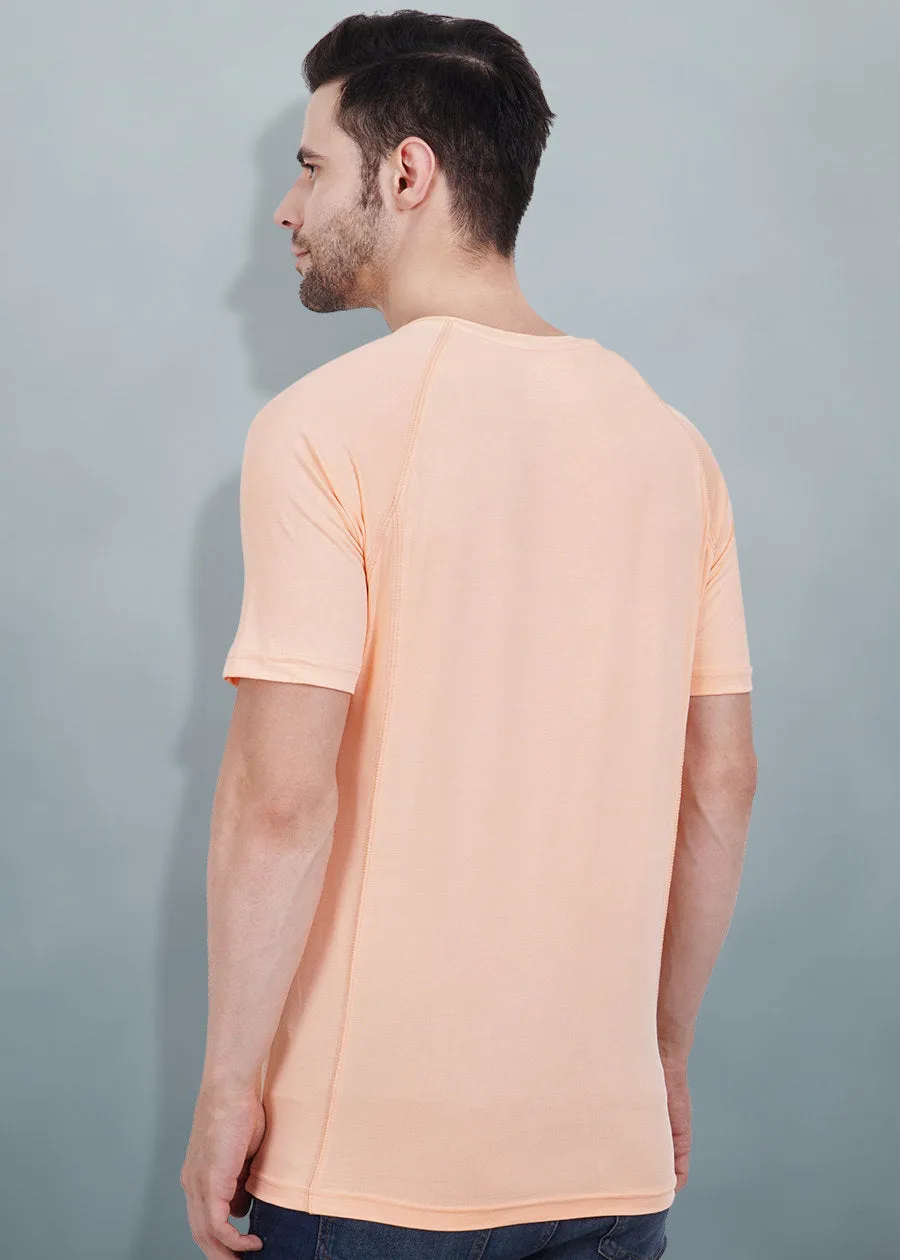 Mens Sweat in Style Round Neck Raglan sleeve T-shirt - Peach Orange