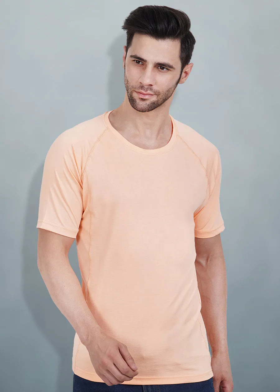 Mens Sweat in Style Round Neck Raglan sleeve T-shirt - Peach Orange