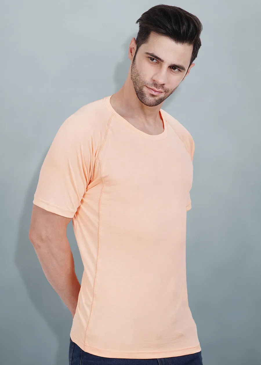 Mens Sweat in Style Round Neck Raglan sleeve T-shirt - Peach Orange
