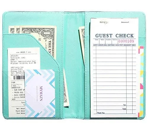 Mymazn (2 Pack Multi-Color) Server Book Waitress Waiter Book Server Wallet Restaurant Waitstaff Organizer, Guest Check Book Holder Fit Waist Apron