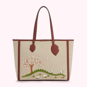 NATURAL LARGE THINK OF SPRING SIENNA TOTE BAG