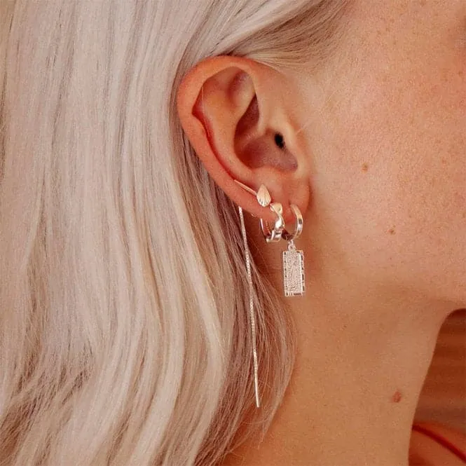 Palm Engraved Drop Sterling Silver Earrings WE10_SLV