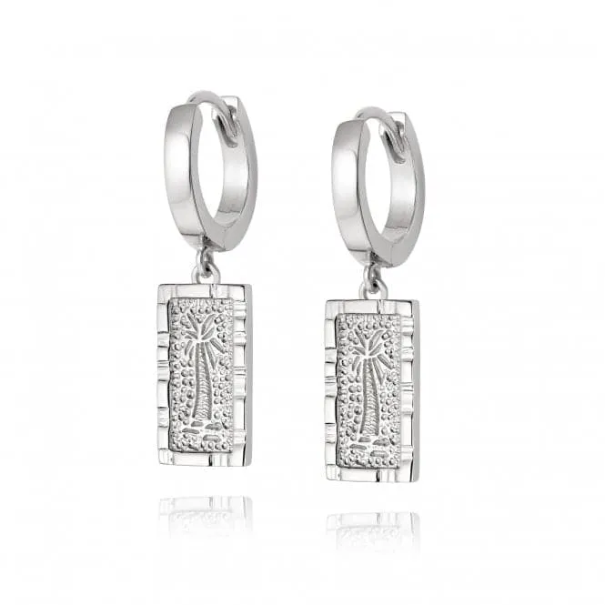 Palm Engraved Drop Sterling Silver Earrings WE10_SLV