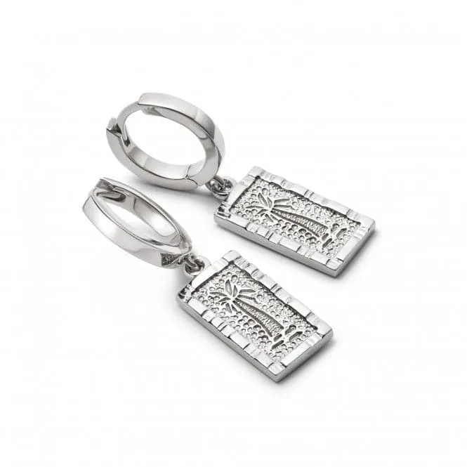 Palm Engraved Drop Sterling Silver Earrings WE10_SLV