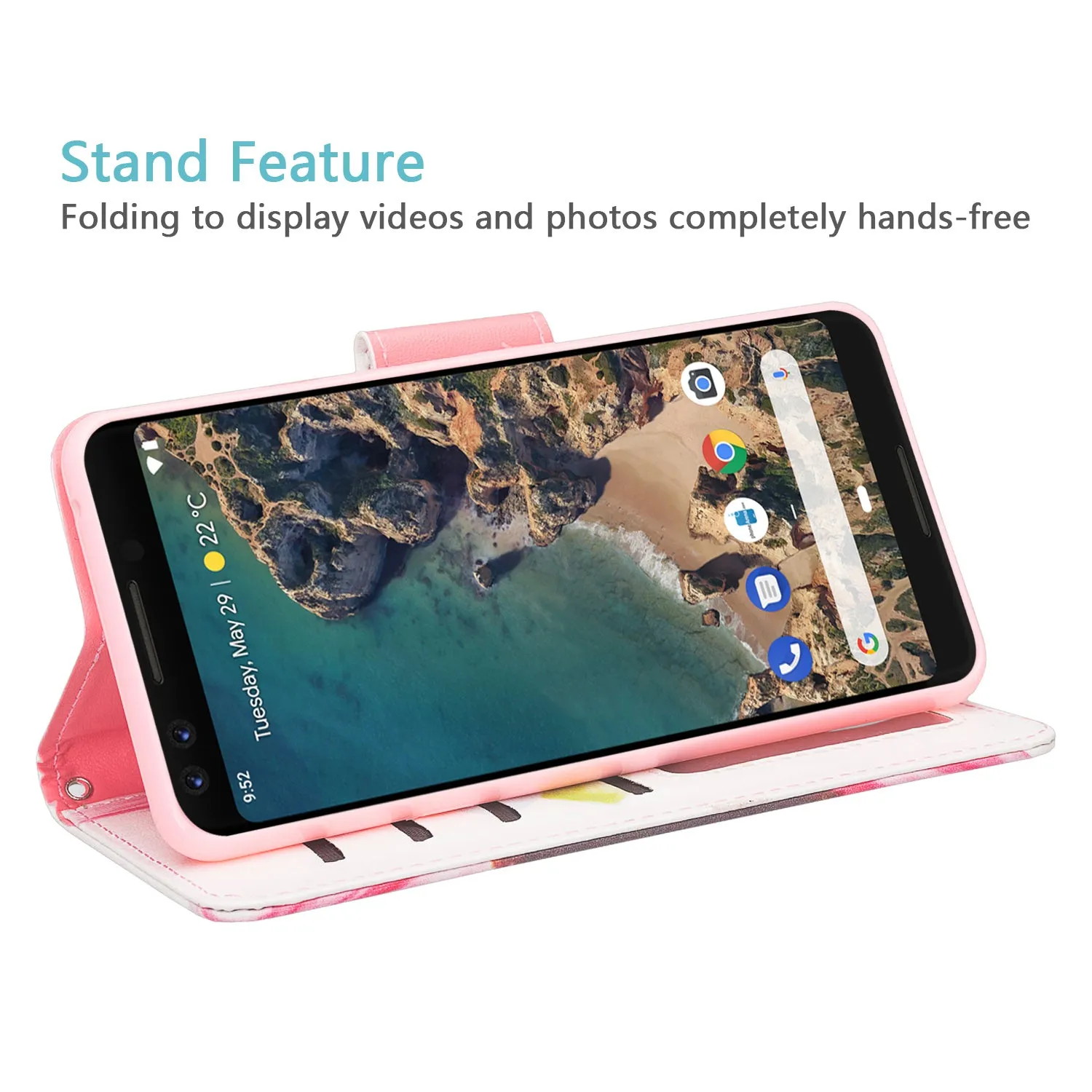 Pixel 3 XL Case, Google Pixel 3 XL, Wrist Strap Leather Wallet Case [Kickstand] with Credit Card Slots - Vivid Sunflower