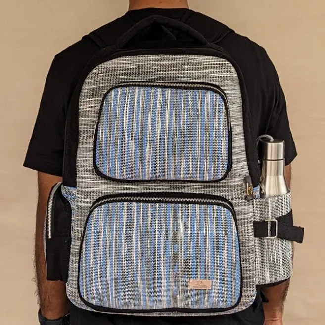 reCharkha X India Hikes Blue White black mix Commuter Backpack (CBP0624-015) PS_W