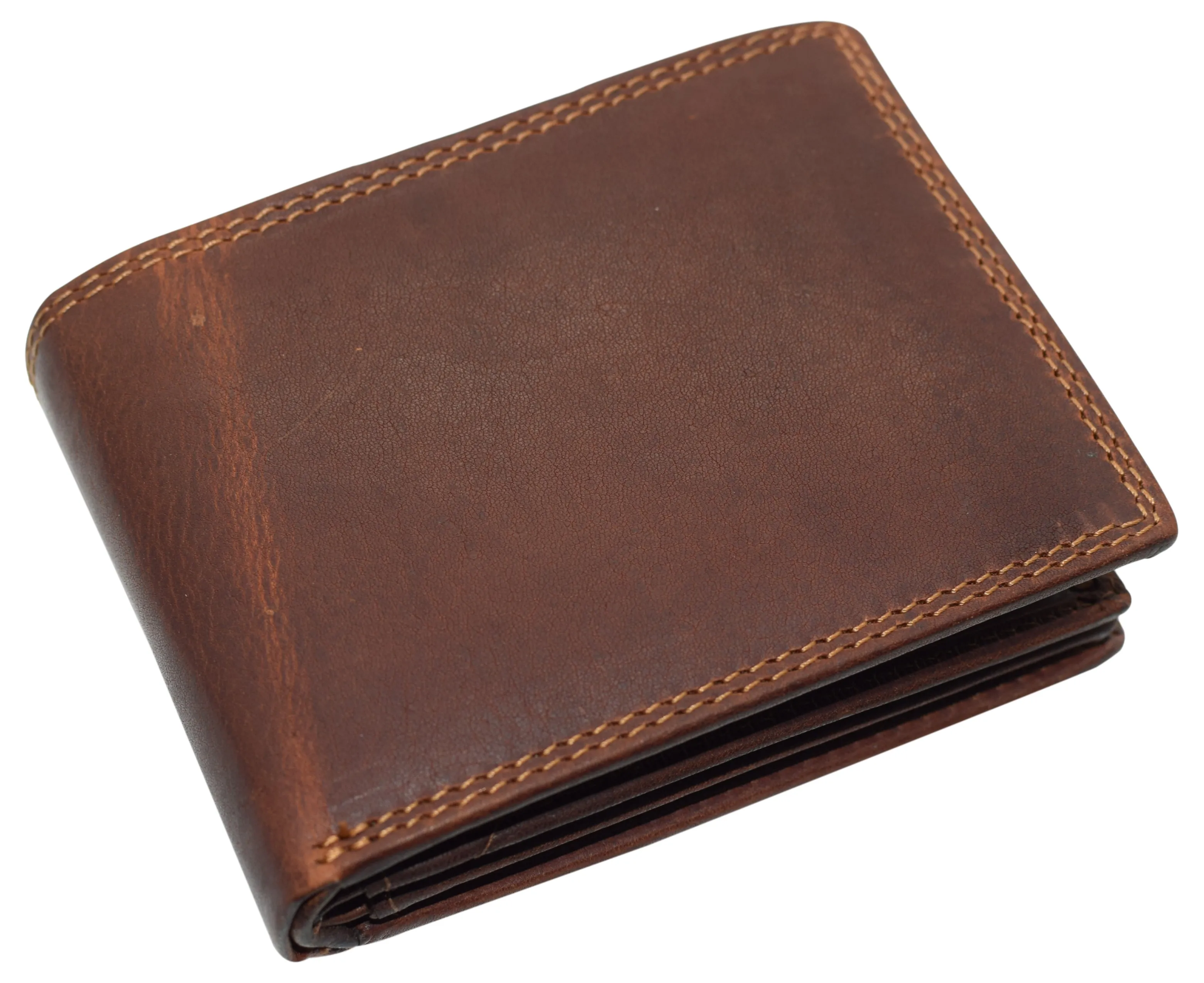RFID921852RHBD CAZORO Wallets For Men Vintage Leather RFID Protected Large Bifold Double ID Window Wallet With Box