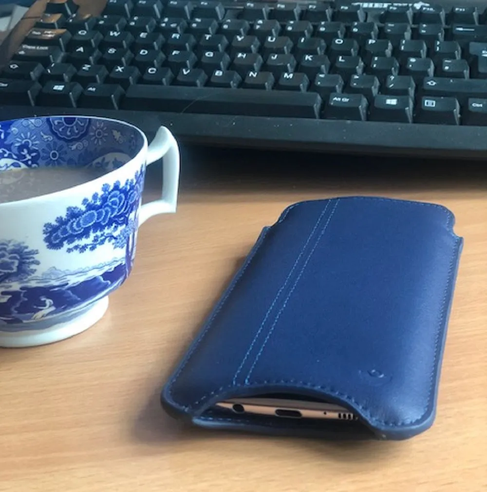 Samsung Galaxy S10  Blueberry Blue Leather Wallet Screen Cleaning Case | NueVue