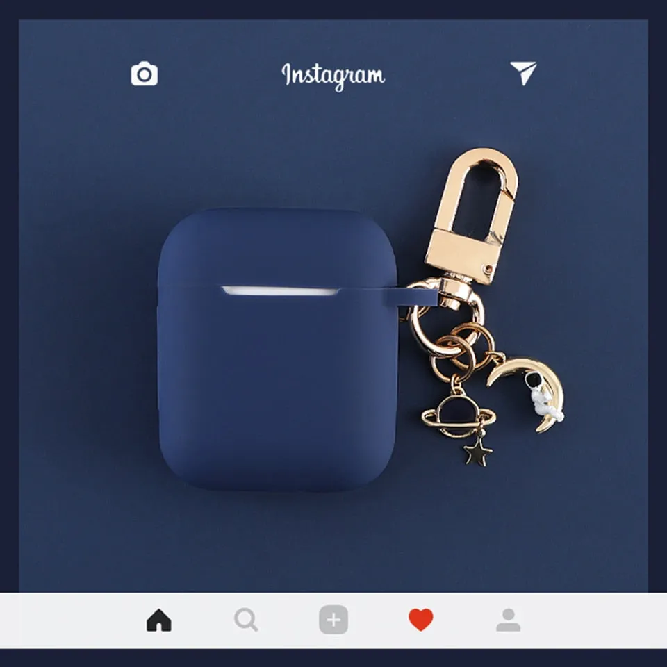 Silicone Case For Apple AirPods With Keychain
