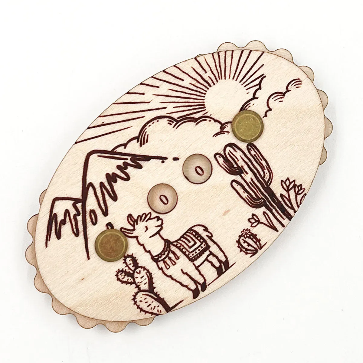 Sunrise Grove Row Counter - Alpaca Mountains - Cherry Wood