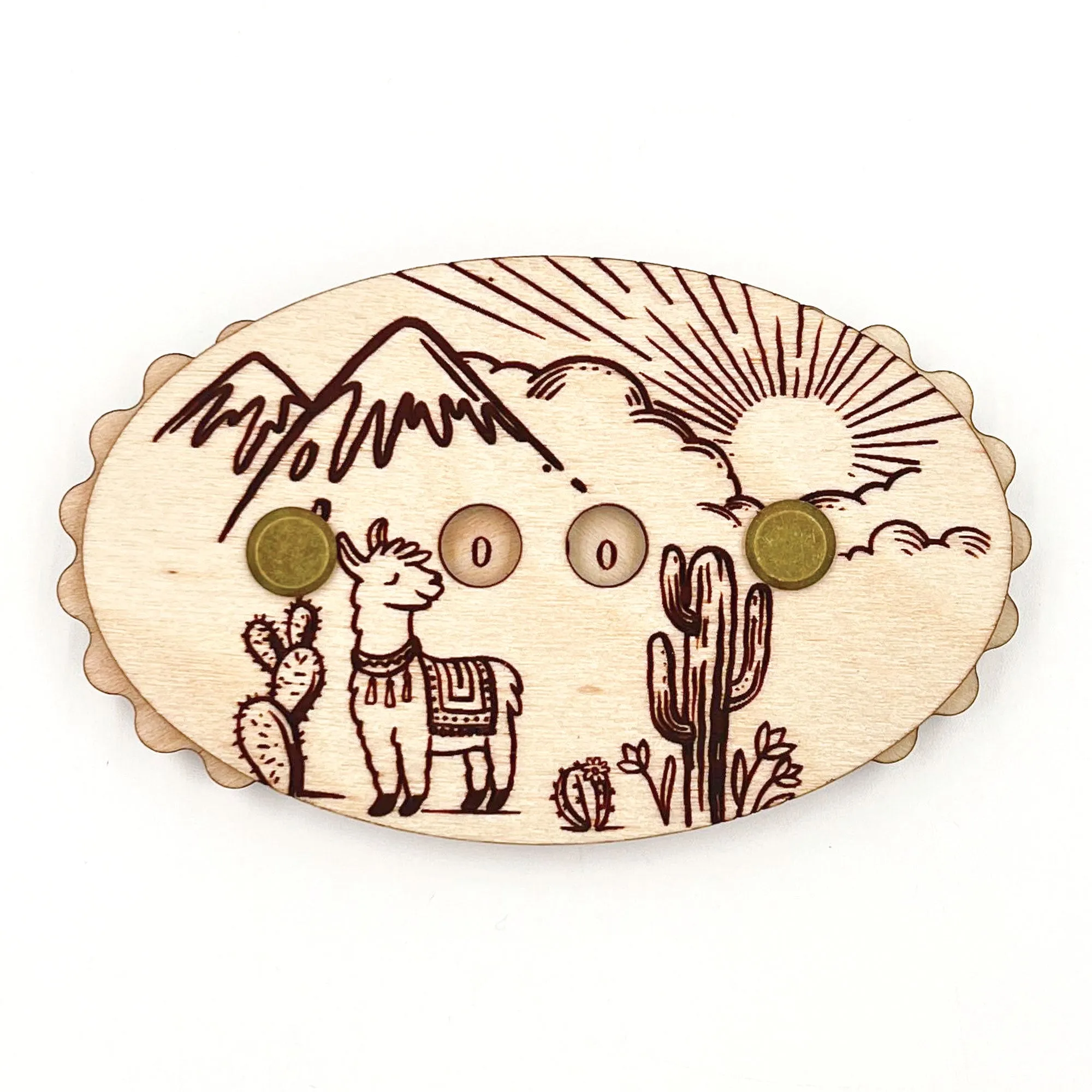 Sunrise Grove Row Counter - Alpaca Mountains - Cherry Wood