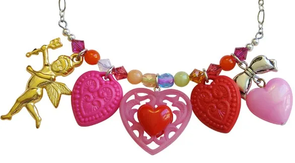 Tarina Tarantino Candy Cupid Charm Necklace (Pink and Red)