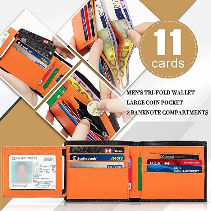 TEEHON® Wallets Slim Genuine Leather RFID Blocking Wallet with 11 Card Holder, 2 banknote compartments, Coin Pocket