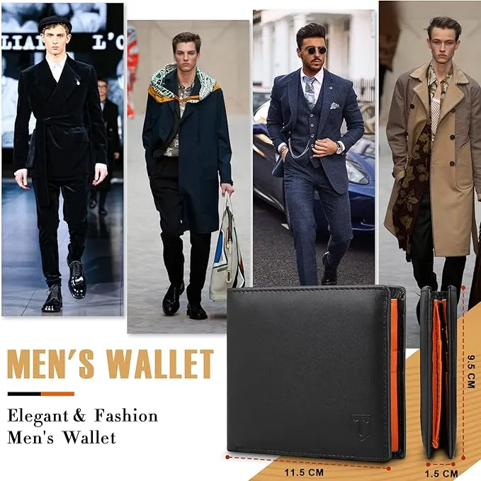 TEEHON® Wallets Slim Genuine Leather RFID Blocking Wallet with 11 Card Holder, 2 banknote compartments, Coin Pocket