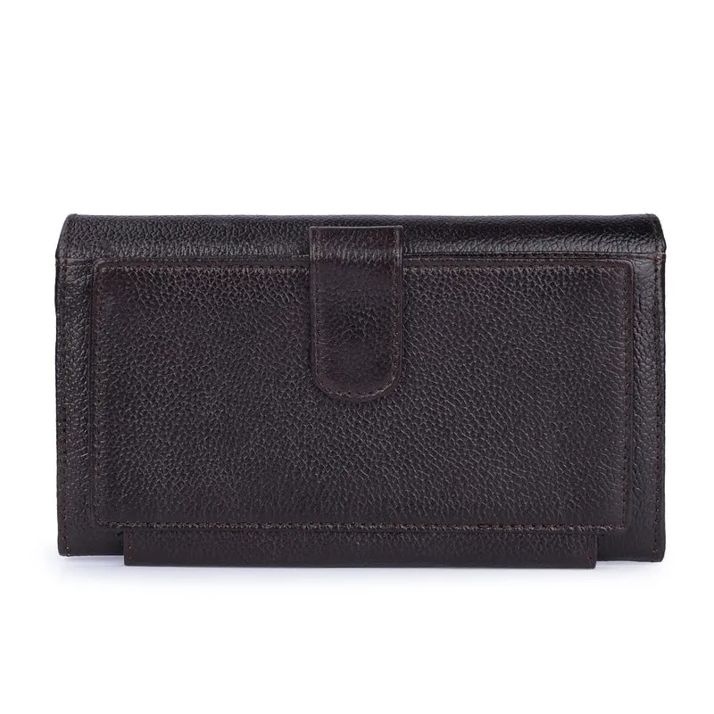 THE CLOWNFISH Elsa Collection Genuine Leather Tri-Fold Womens Wallet Clutch Ladies Purse with Multiple Card Slots & ID Card Windows (Tan)