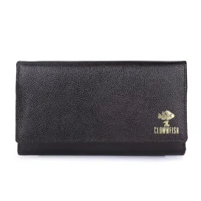 THE CLOWNFISH Elsa Collection Genuine Leather Tri-Fold Womens Wallet Clutch Ladies Purse with Multiple Card Slots & ID Card Windows (Tan)