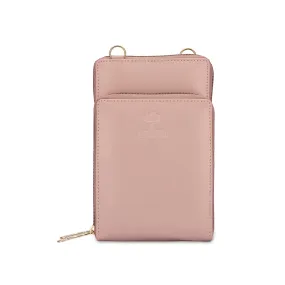 THE CLOWNFISH Trivia Vegan Leather Ladies Wallet Sling Bag with Zip Around Front Pocket (Peach)