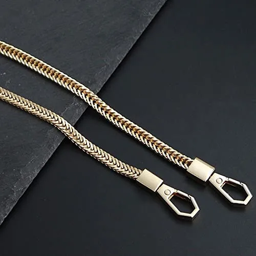 Tia Purse Shoulder Bag Chain Strap Handle, Handbag Purse Chain Replacement, Purse, Clutch making, Decoration & DIY (Golden Flat Chain with Heavy Hexa Hook-120Cm-1 Pc)