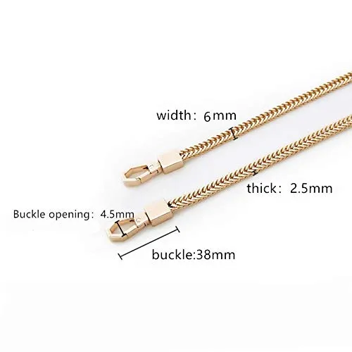 Tia Purse Shoulder Bag Chain Strap Handle, Handbag Purse Chain Replacement, Purse, Clutch making, Decoration & DIY (Golden Flat Chain with Heavy Hexa Hook-120Cm-1 Pc)