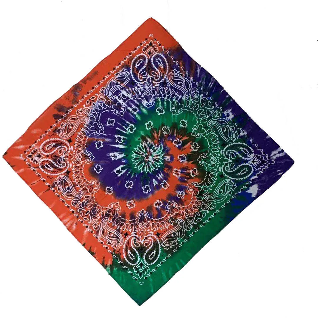 Tie-Dye Psychedelic Square Scarf (12 Pieces) Hippie Party Game Role-Playing Bandana