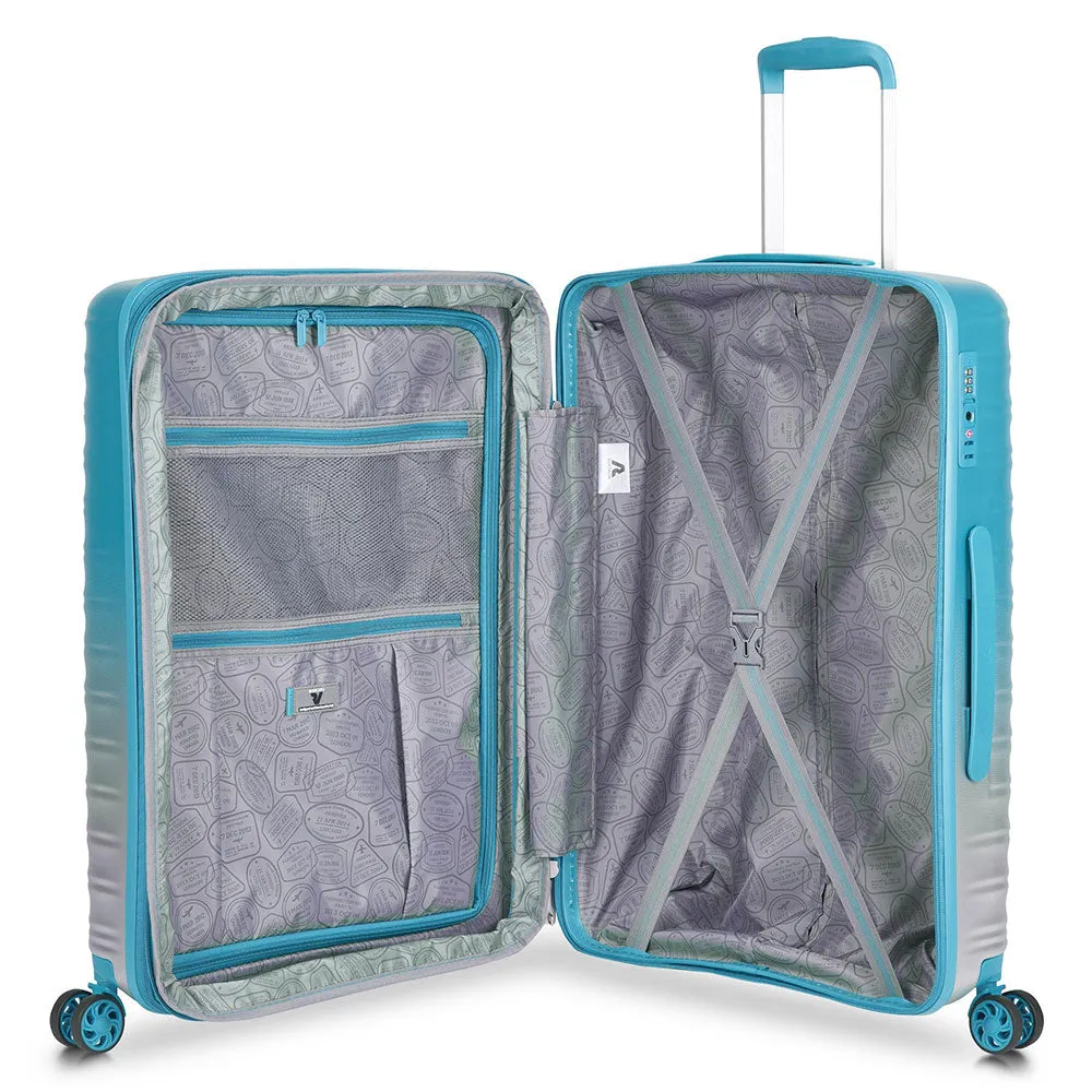 Trolley Medio Espandibile Rigido RONCATO 65cm 4 Ruote Linea Wave Spot Colore Turchese