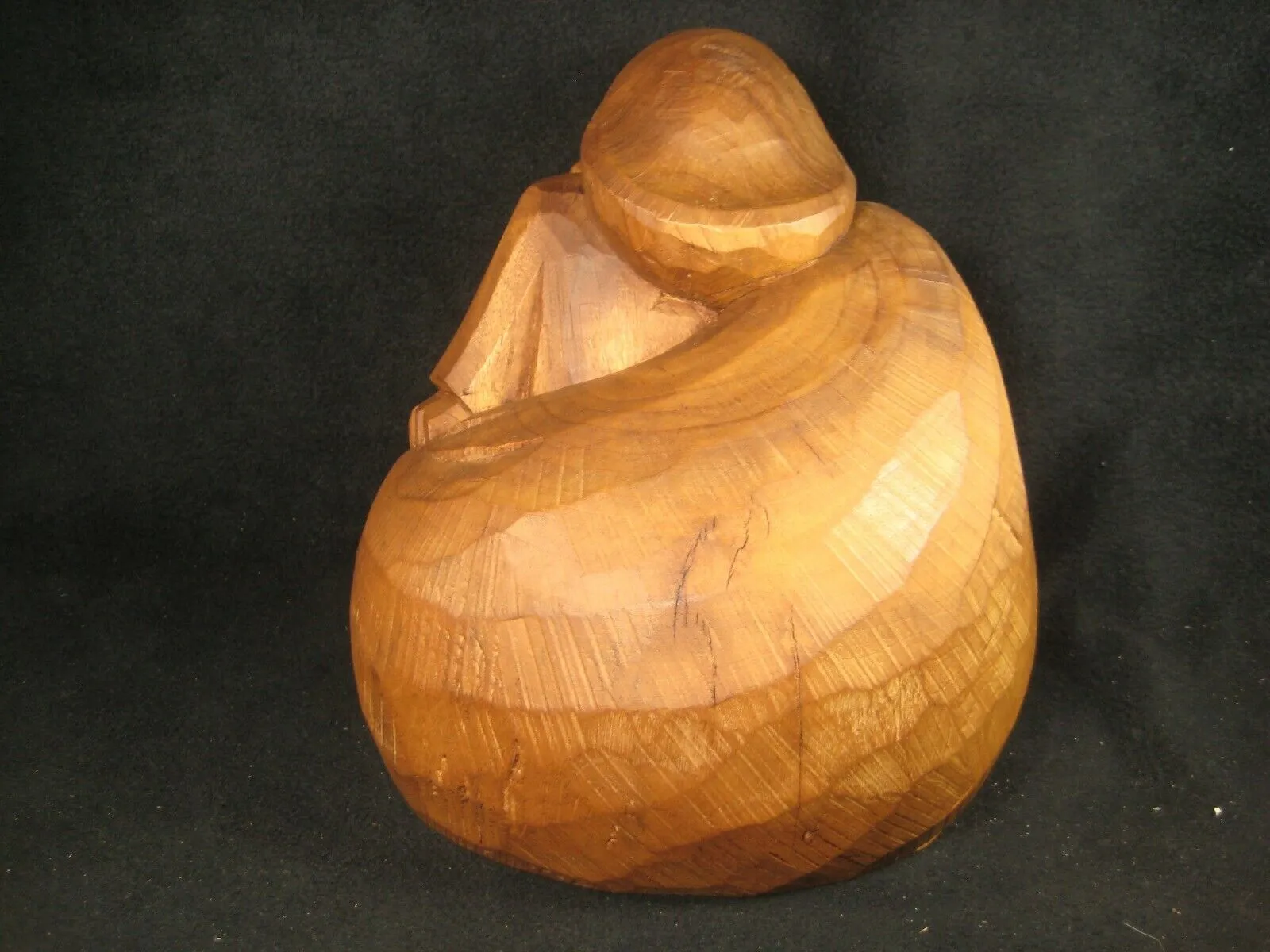 Vintage Japanese Sugi  Wood Hand Carved Statue Buddhist God Of Luck Daikoku