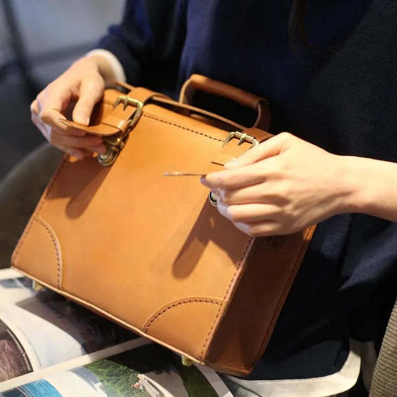 Vintage Leather Female Docotor Satchel Bag Cross Shoulder Bag Purses for Women