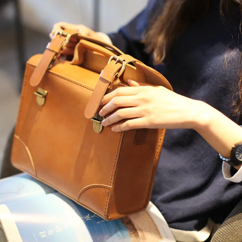 Vintage Leather Female Docotor Satchel Bag Cross Shoulder Bag Purses for Women