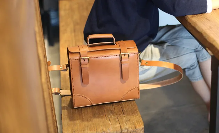 Vintage Leather Female Docotor Satchel Bag Cross Shoulder Bag Purses for Women