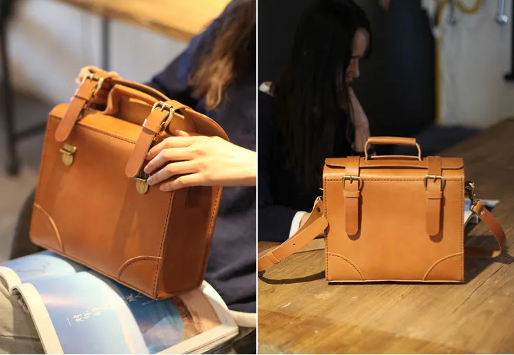 Vintage Leather Female Docotor Satchel Bag Cross Shoulder Bag Purses for Women