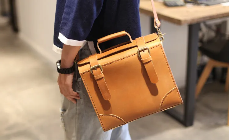 Vintage Leather Female Docotor Satchel Bag Cross Shoulder Bag Purses for Women