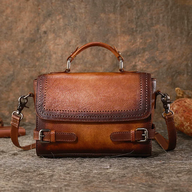 Vintage Women Leather Satchel Bag Crossbody Bags Purse for Women