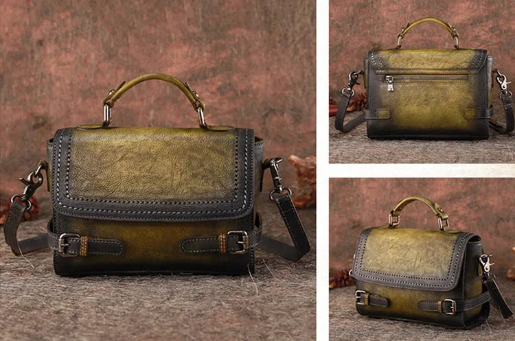 Vintage Women Leather Satchel Bag Crossbody Bags Purse for Women