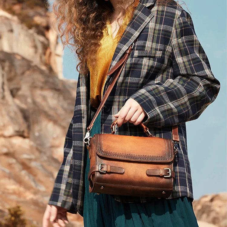Vintage Women Leather Satchel Bag Crossbody Bags Purse for Women