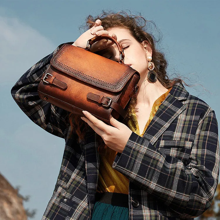 Vintage Women Leather Satchel Bag Crossbody Bags Purse for Women