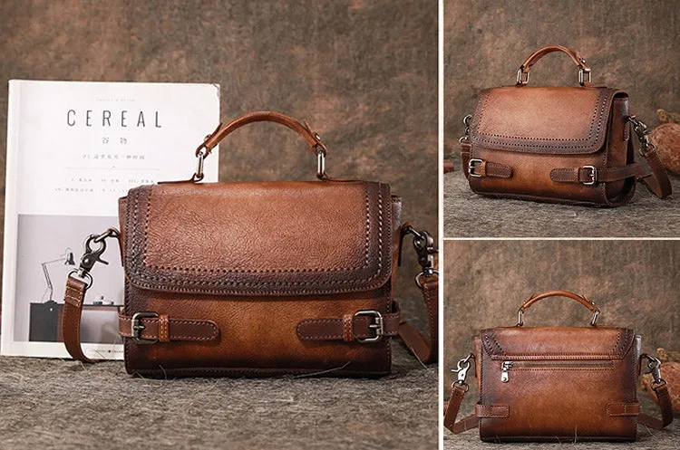 Vintage Women Leather Satchel Bag Crossbody Bags Purse for Women
