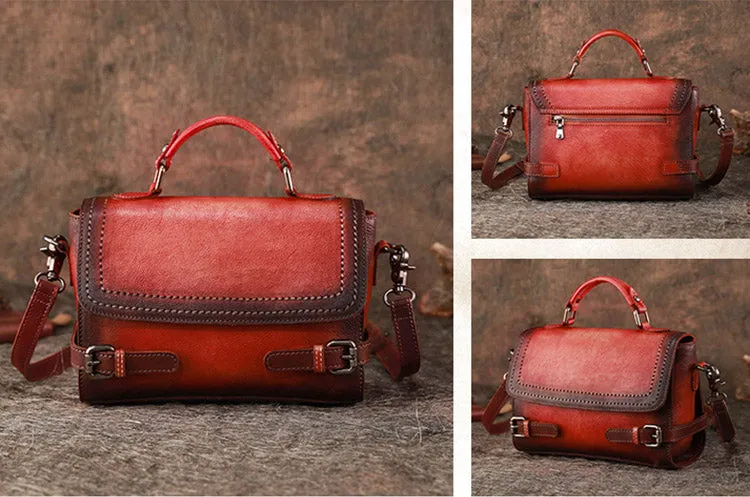 Vintage Women Leather Satchel Bag Crossbody Bags Purse for Women