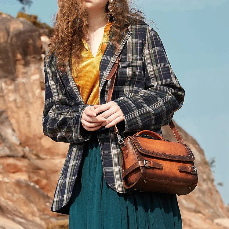 Vintage Women Leather Satchel Bag Crossbody Bags Purse for Women
