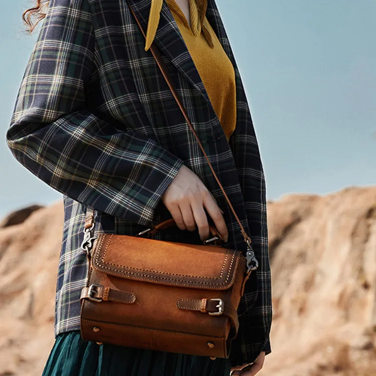Vintage Women Leather Satchel Bag Crossbody Bags Purse for Women