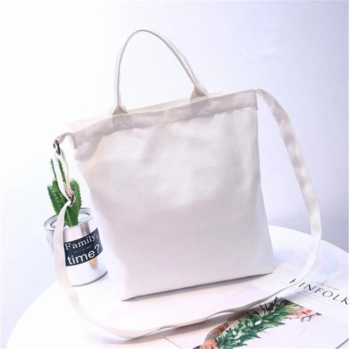 women cartoon cats printed canvas tote shopping handbag beach purse shoulder bag-PPT